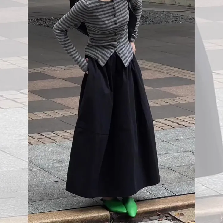 今年流行爆款黑色花苞裙女春夏新款松紧腰显瘦遮肉洋气流行半身裙