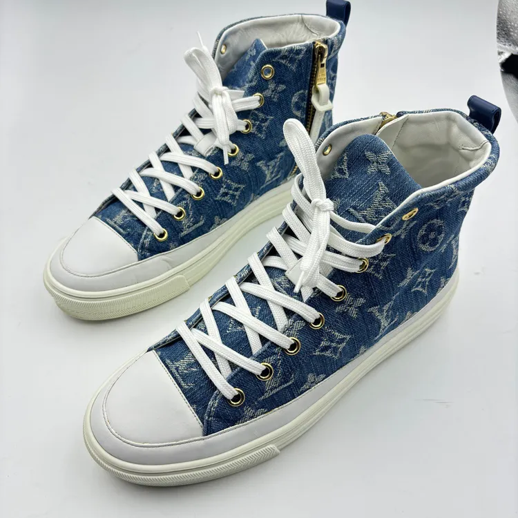 95新 LouisVuitton/路易威登 37码/LV蓝牛仔板鞋/无盒/95新