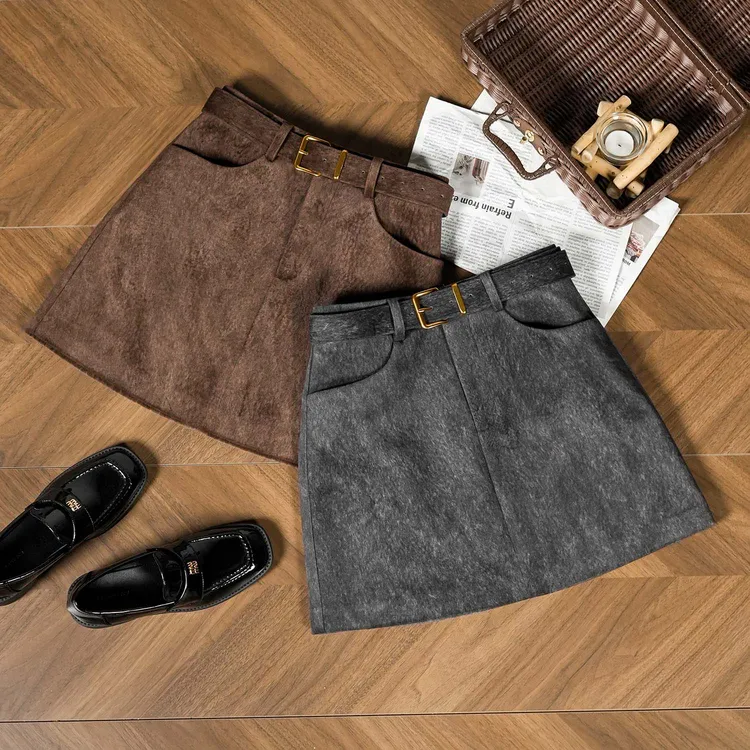 【丝绒拿铁】气质半身裙短裙韩版修身水貂绒短裙休闲网红冬季53515