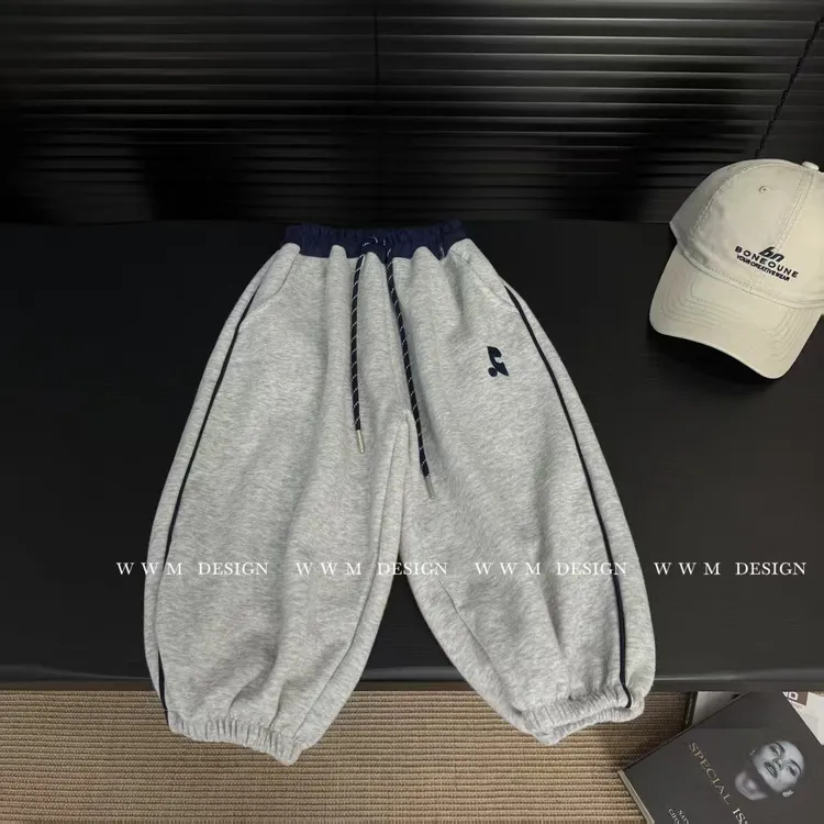 【文文妈】儿童韩系刺绣卫裤2025秋季新款男女宝新款收口裤洋气潮