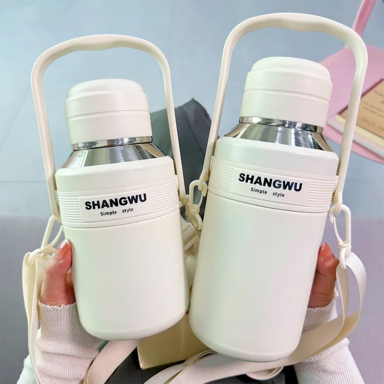 简约大容量保温水杯男女高颜值新款2025带盖泡茶办公室不锈钢杯子