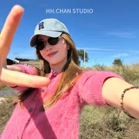 HH.CHAN"温暖粉绒"新款针织纯色休闲开衫毛衣HH53G38265