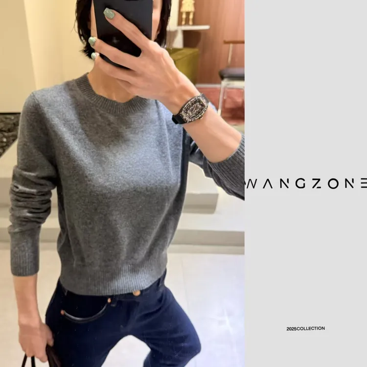 WANG ZONE丨重磅意大利进口LP臻奢山羊绒极细纱线圆领针织衫