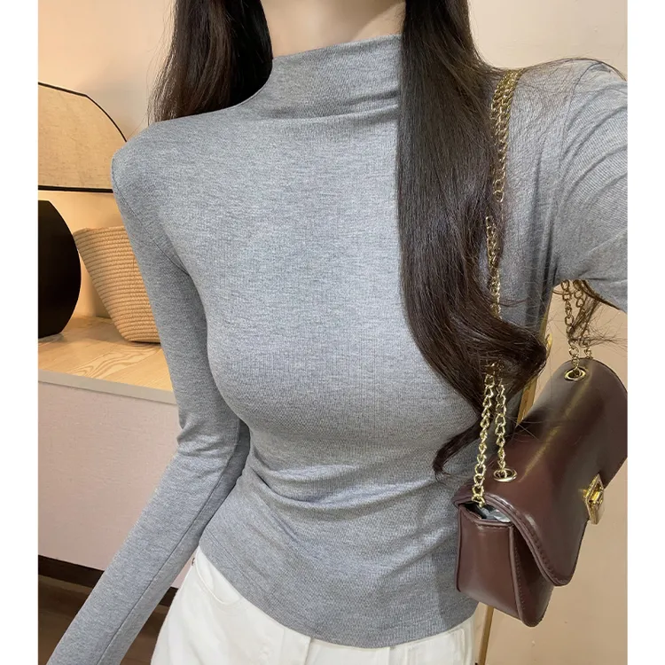 半高领打底衫女2025秋季新款内搭高级感修身显瘦针织百搭纯色上衣