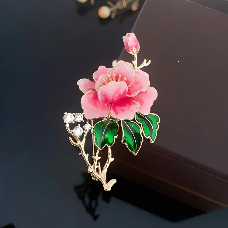 铜合金胸针 新中式【牡丹花】高档胸针女奢华大气百搭提升气质