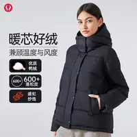 lulu露露首领运动羽绒服女可拆卸连帽鸭绒防风保暖跑步训练外套