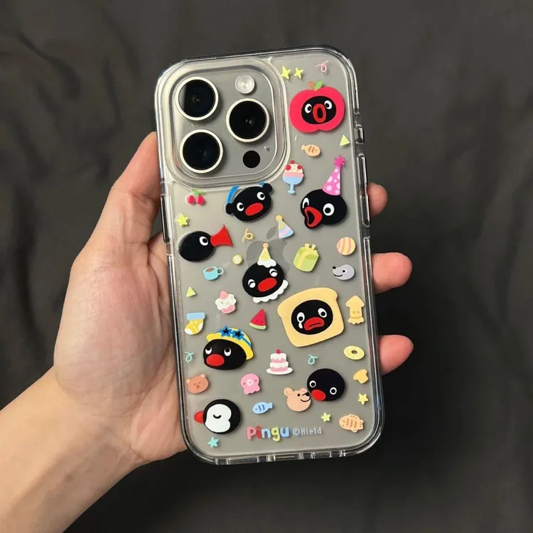 奥菲顿满屏派对企鹅适用iPhone16/15promax高透手机壳苹果13/12套