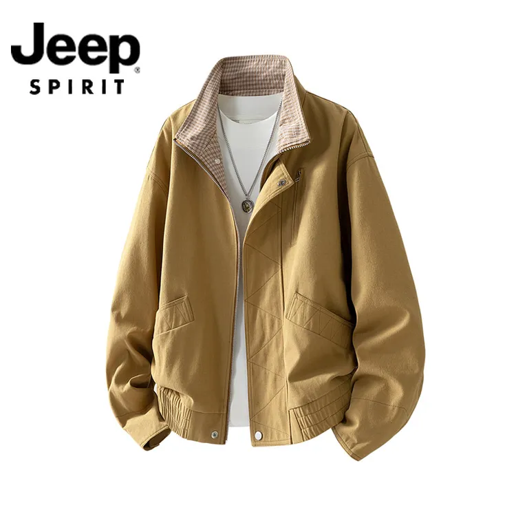 jeepspirit吉普痞帅立领夹克男士外套秋冬宽松百搭上衣2025新男装