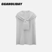 GGAHOLIDAY 夏日解构拼接绑带多穿法 女士 长袖TEE背心-153215
