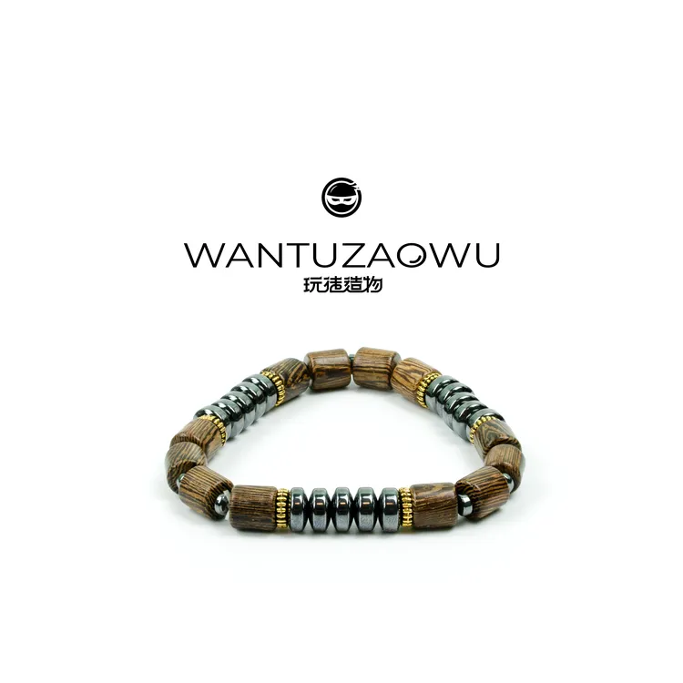 【3T】鸡翅木手串+黑胆石  微光级