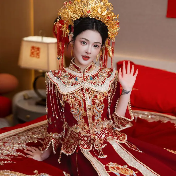 大码秀禾服胖mm200斤新娘中式婚纱重工嫁衣高级感礼服高端出阁服