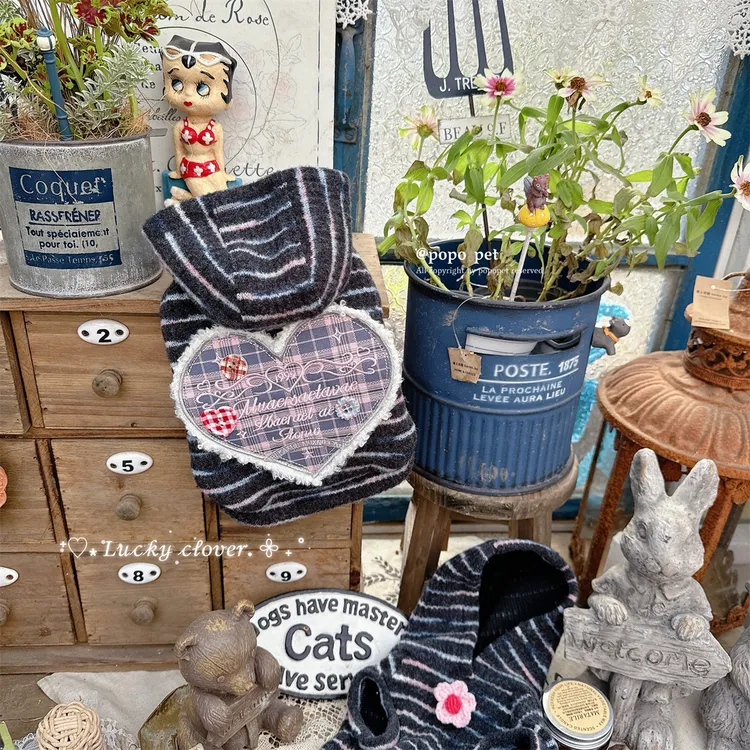 经典条纹针织帽衫!毛绒保暖 软糯高弹 秋冬宠物衣服猫咪狗狗毛衣