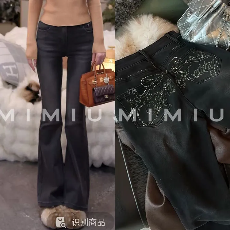 【mimius】P 加绒加厚烫钻凯蒂猫微喇牛仔裤 汉服 WG12049