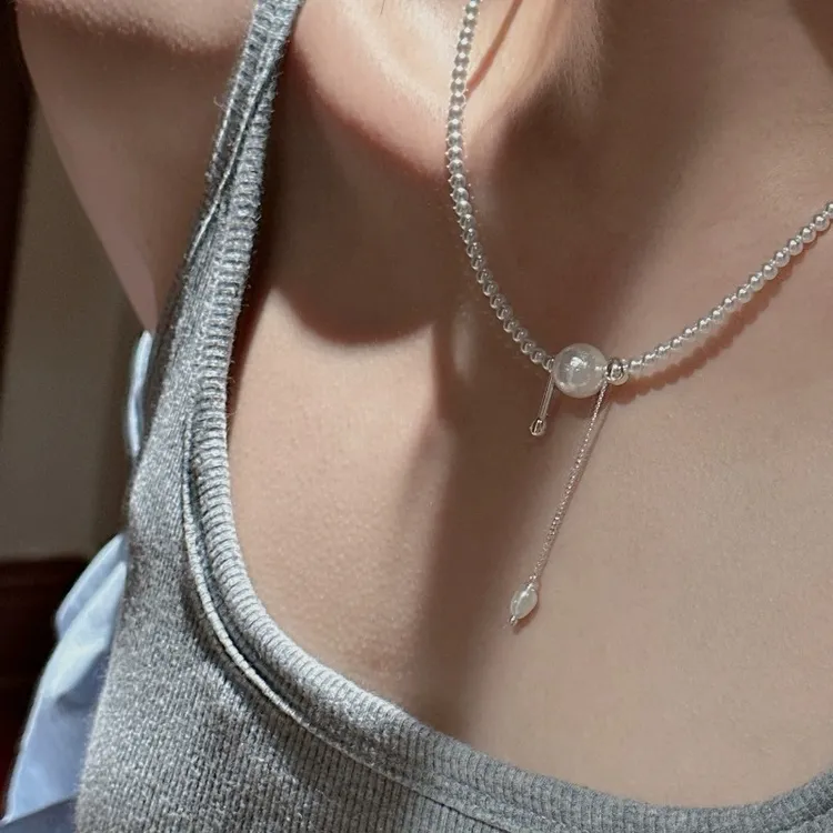 CIOEM KOUIM 链子925银 法式浪漫施家珍珠项链女高级感百搭锁骨链