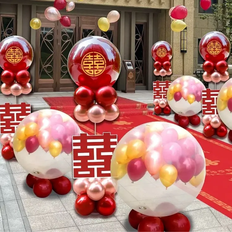 结婚地爆球迎亲女方出嫁接亲气球拱门婚礼天爆球酒店场景婚庆现场