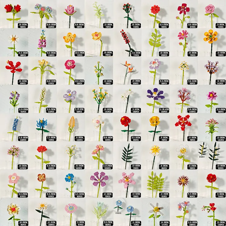 小颗粒拼装永生花束积木花单支花手工diy客厅卧室摆放花女孩系列