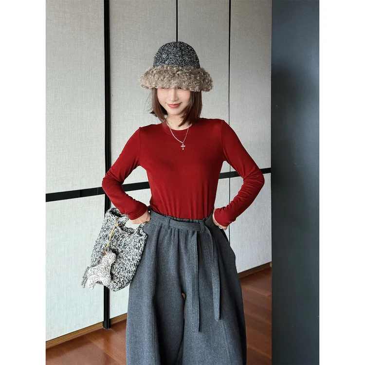 【唐悠悠】可机洗！24针超细高比例羊毛不易起球天丝针织打底衫