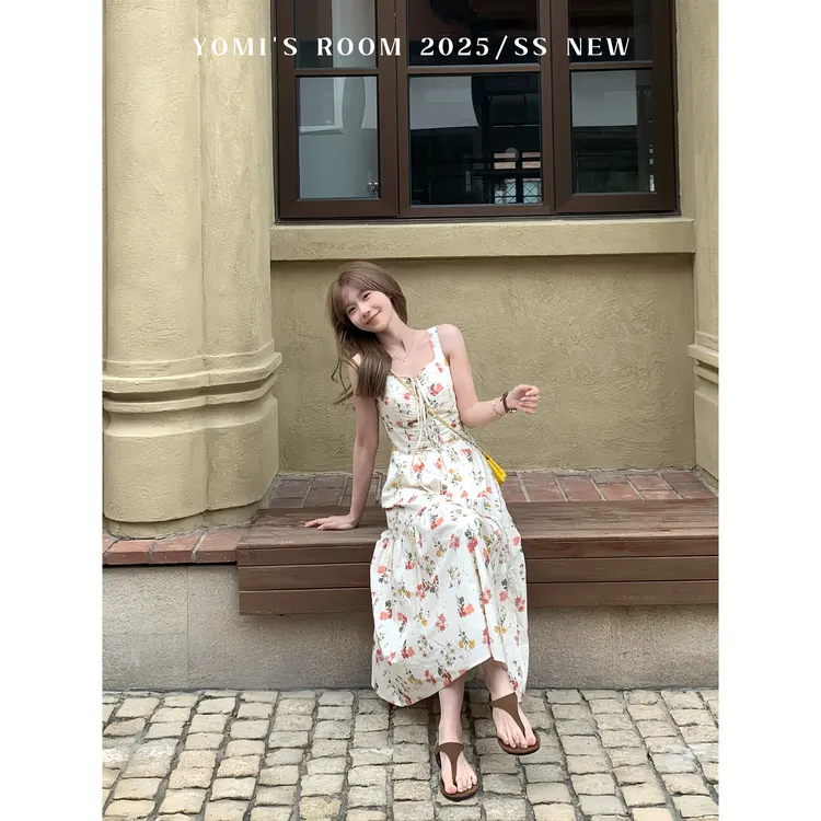 YOMI定制【夏日花语】碎花气质收腰显瘦连衣裙女春游出行欧若风