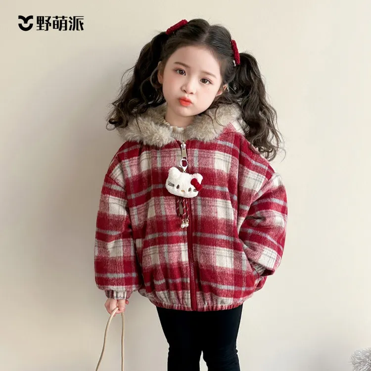 女童冬季加绒外套儿童仿皮草两面穿加厚新年衣服小女孩宝宝拜年服