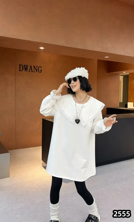 2025秋冬欧货高级设计感简约娃娃领中长款洋气高级时尚上衣2555