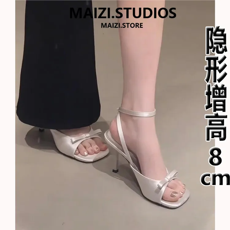 法式温柔高跟鞋女2025新款复古方头细跟仙女风配裙子气质罗马凉鞋