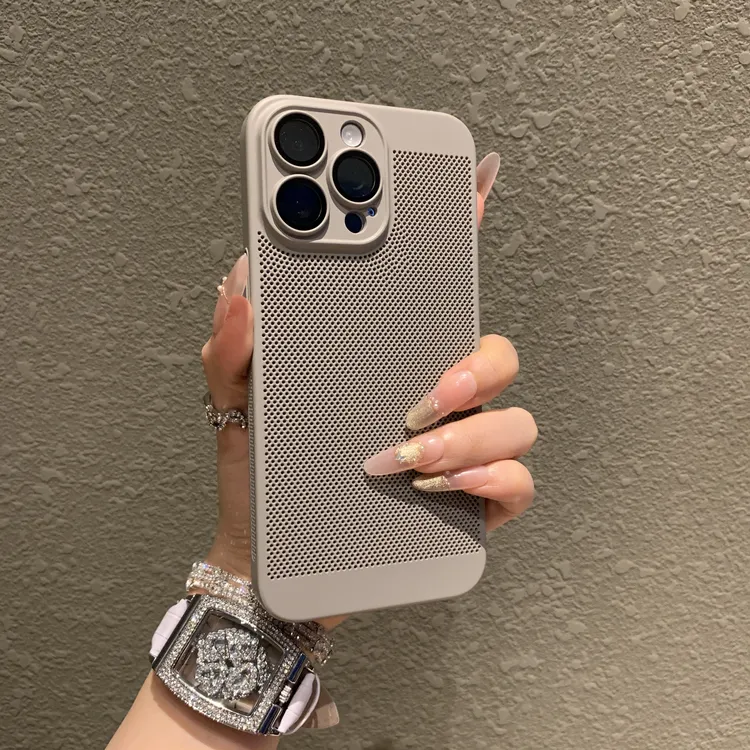散热网孔适用苹果16proMax手机壳简约iPhone15镜头全包个性14磨砂