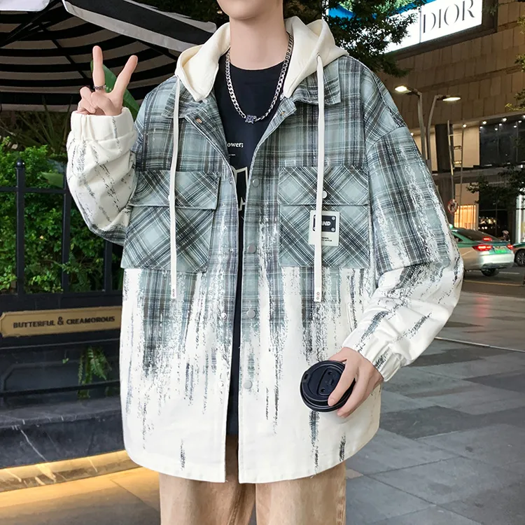 秋季新款青少年可脱卸帽男士夹克学院风百搭宽松学生休闲帅气外套