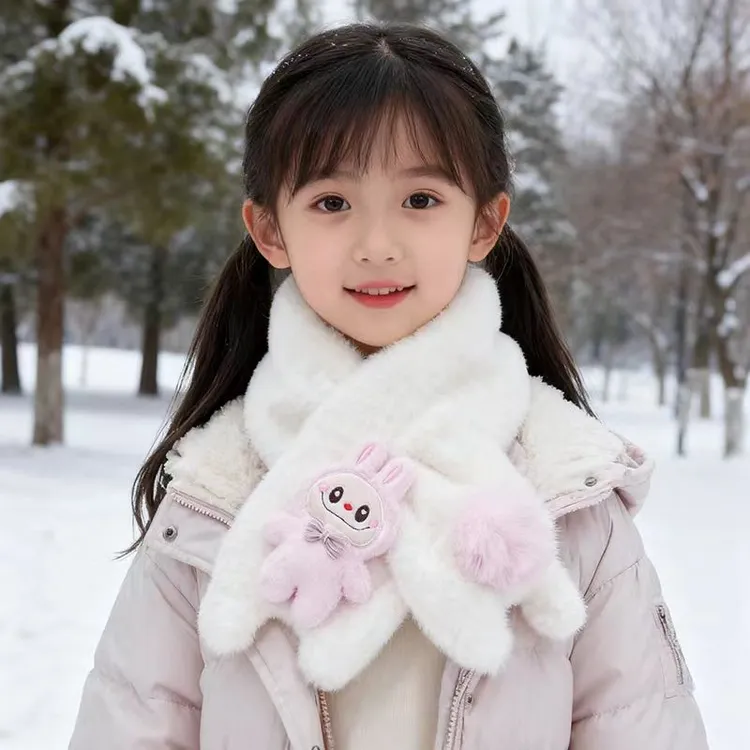 2025新款冬季成人儿童毛绒保暖围脖围巾爆款卡通冬季毛毛围巾企鹅