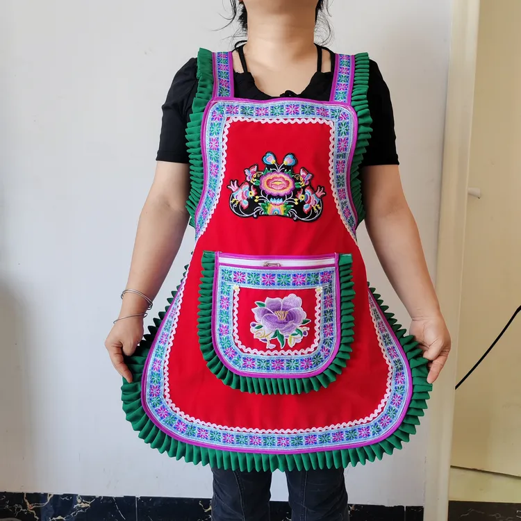 防污围裙韩版家用工作欧若精灵风牛仔风流浪丹宁风