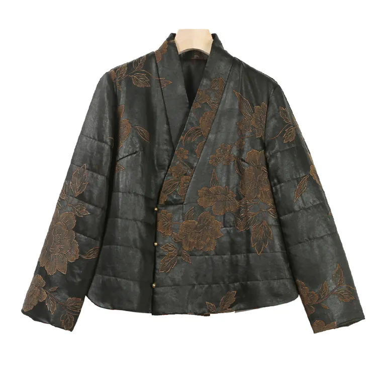 【澜亭絮絮】桑蚕丝香云纱重缎提花加厚蚕丝棉服3257-1