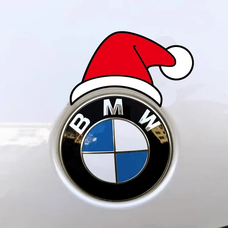圣诞帽磁吸车贴车型圣诞帽汽车车贴通用节日车标贴氛围装饰摆件