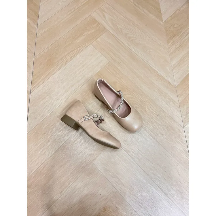 内增高小香风小众水钻温柔配裙子单鞋女2025新款玛丽珍鞋百搭单鞋