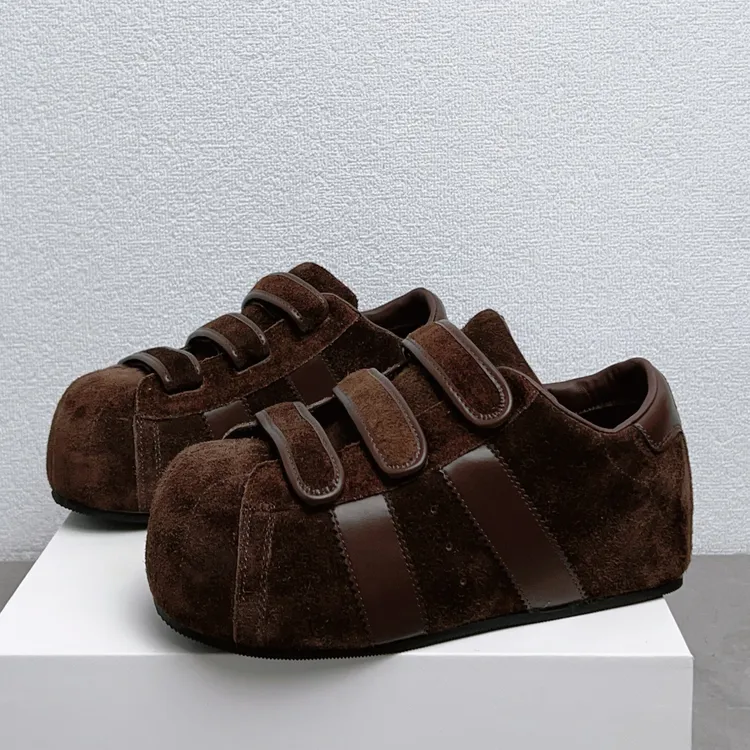 丑萌大头面包鞋女2025年秋季新款美拉德棕色魔术贴女鞋百搭休闲鞋