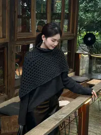 R123379【羊毛】W针织网红衫加绒加厚款宽松型纯色外搭圆领