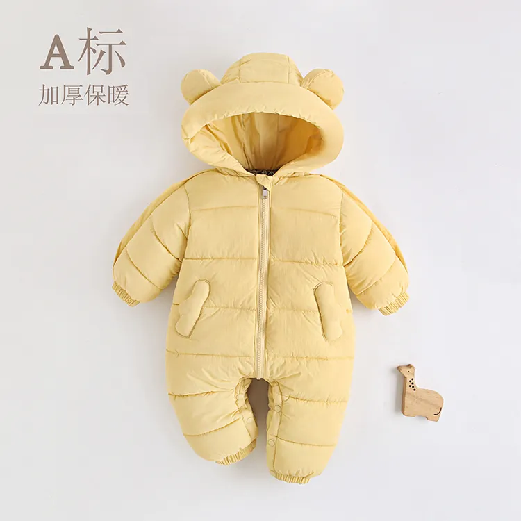 婴儿连体衣冬季外出服新生儿连帽哈衣男女宝宝加厚保暖棉服