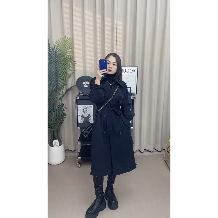 【方糖专属】冬季简约遮肉显瘦夹棉风衣外套8588