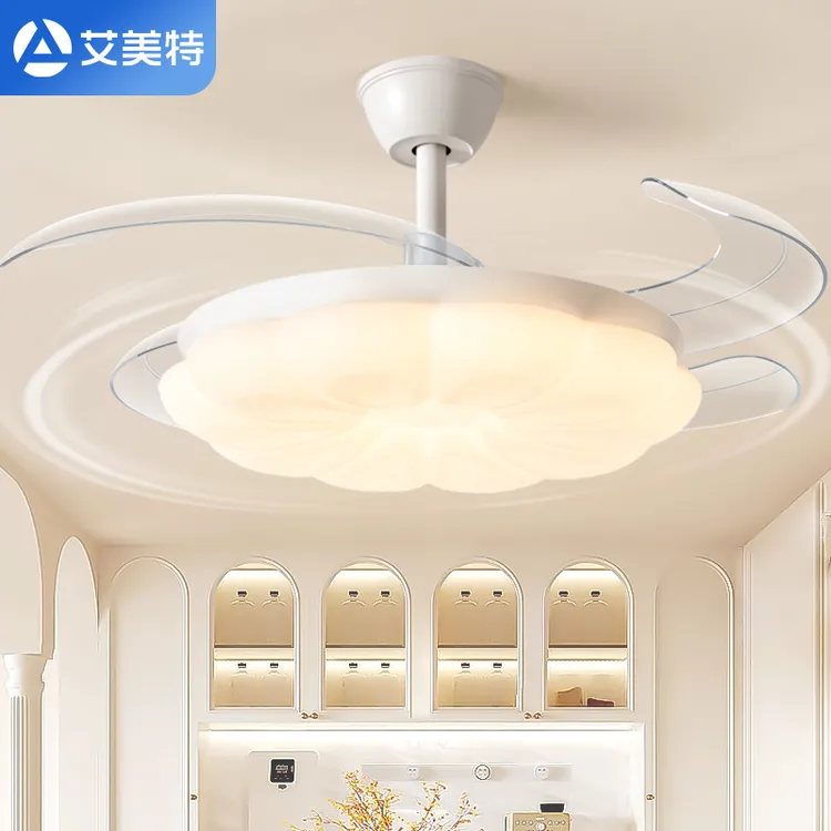 Airmate/艾美特花朵温馨奶油风卧室隐形风扇灯全光谱吊扇灯护眼