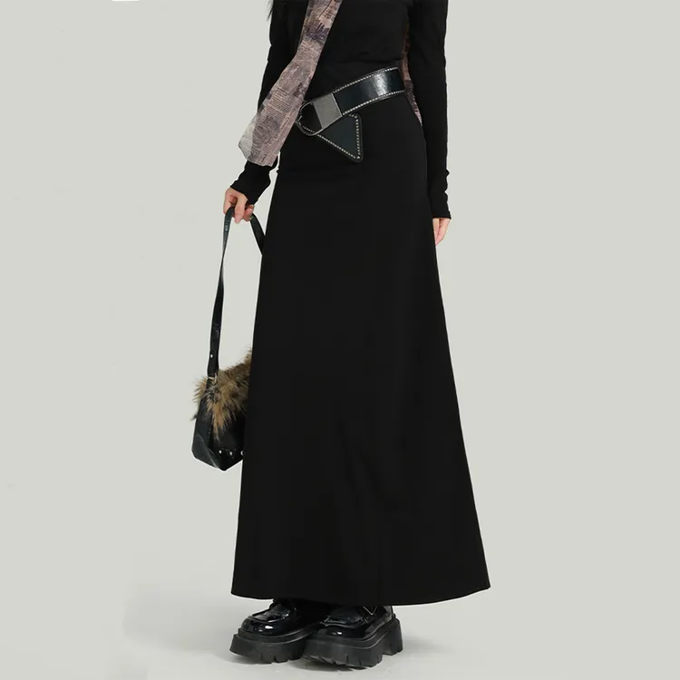 大码黑色百搭女高腰显瘦遮肚子半身裙冬季梨型身材垂感西装鱼尾裙