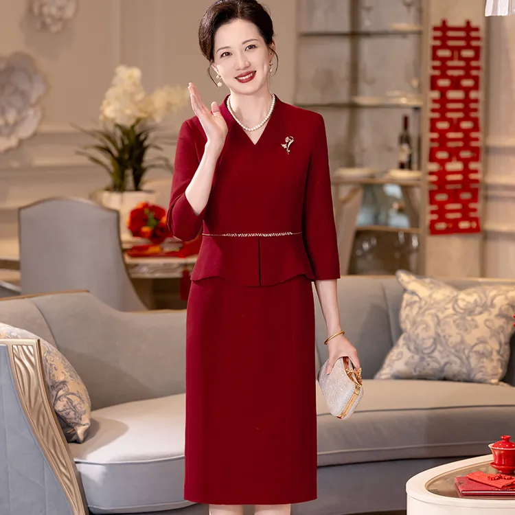6716 喜婆婆喜妈妈婚宴装遮肚显瘦高贵婚庆洋气丈母娘婚宴礼服