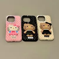 小香风波点粉裙珍珠可爱猫咪硅胶适用iphone16promax苹果15手机壳