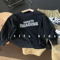 童例「25365做旧纯棉长袖T」秋季圆领休闲打底男童女童百搭长袖衫潮