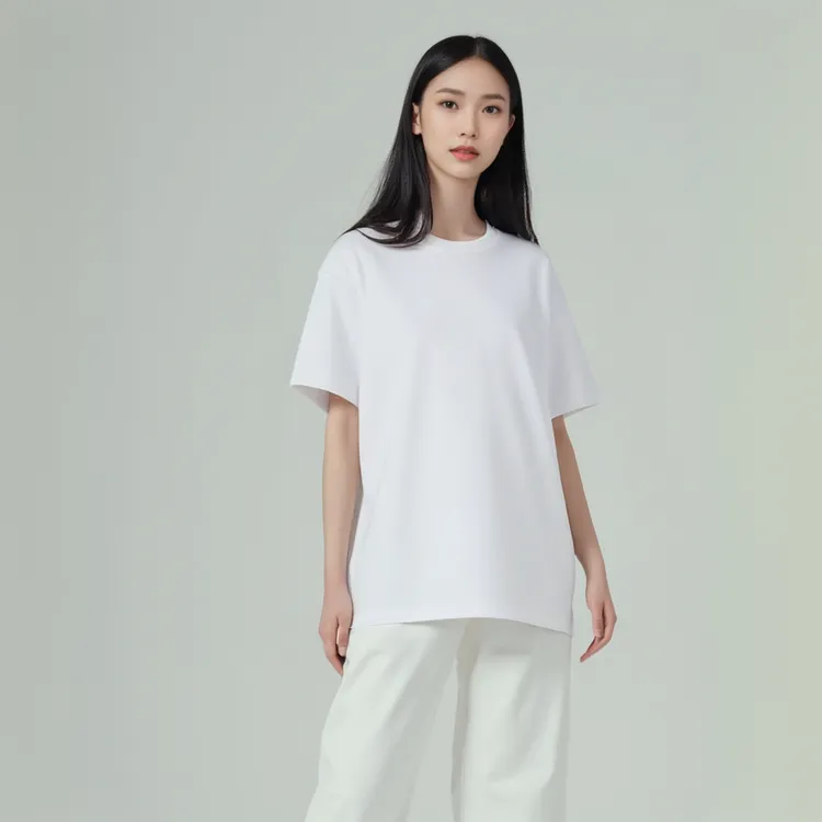 休闲短袖家居服休闲风宽松型常规袖纯色圆领舒适T恤(清仓）