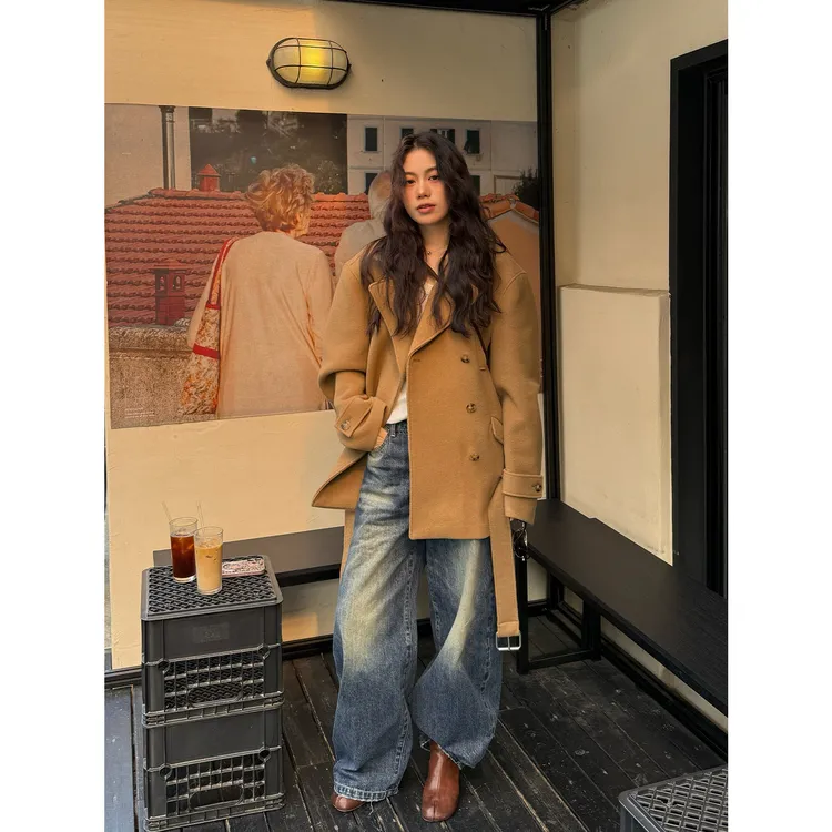 Seyora【柏林迷雾】绵羊毛高级感短款大衣韩系毛呢外套 N38350SY53