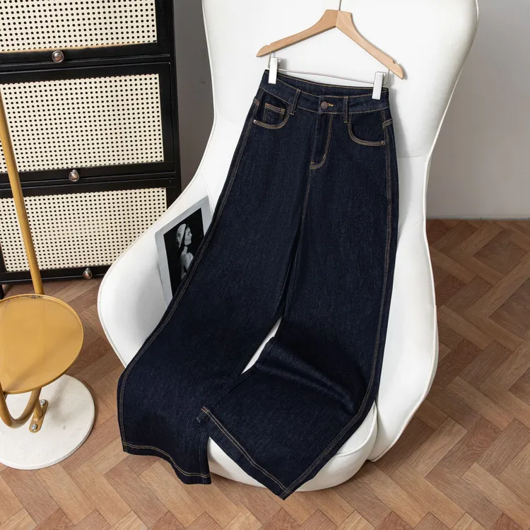 【三本针设计】2025早秋高腰显瘦丹宁蓝防掉色垂顺牛仔裤女1103