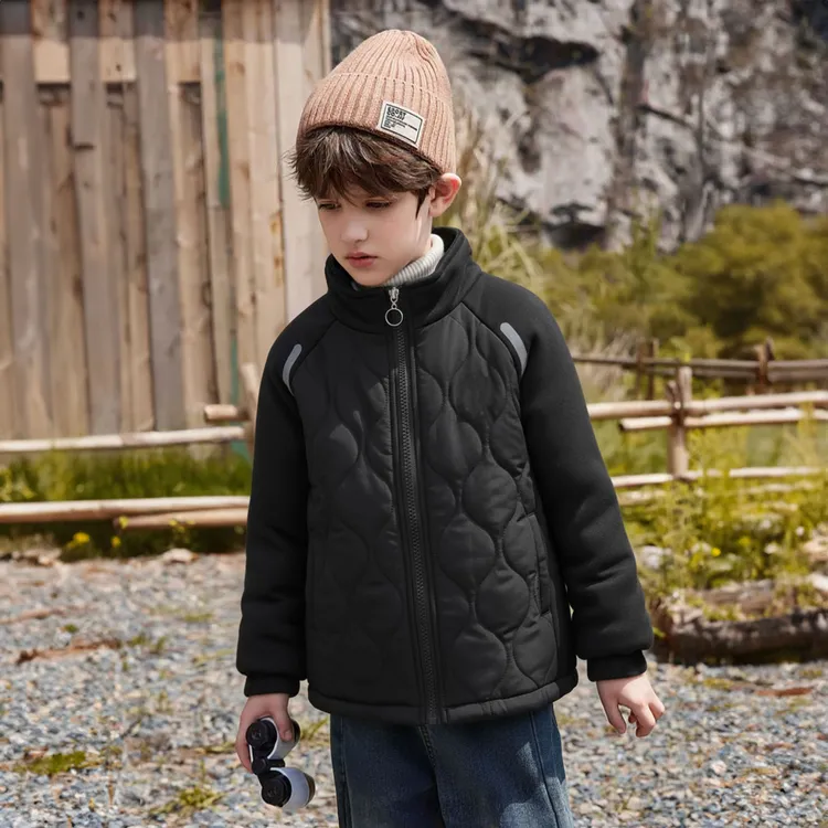 秋冬季新款男童女童长袖休闲防风宽松拉链中大童洋气棉服F标