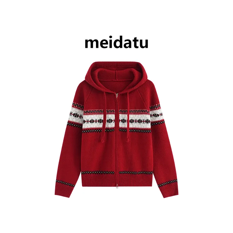 美哒兔（花绒栖雪）冬季费尔岛风提花毛衣（小个子版）cm1218-6