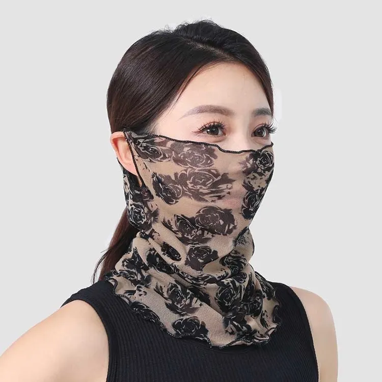 2025新款洋气遮脸多功能时尚挂耳面罩围脖护颈套头女士丝巾面纱