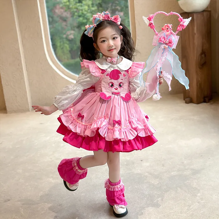 女童3-6岁连衣裙春秋季新款公主裙女宝宝爱心萌可洛丽塔裙子2025