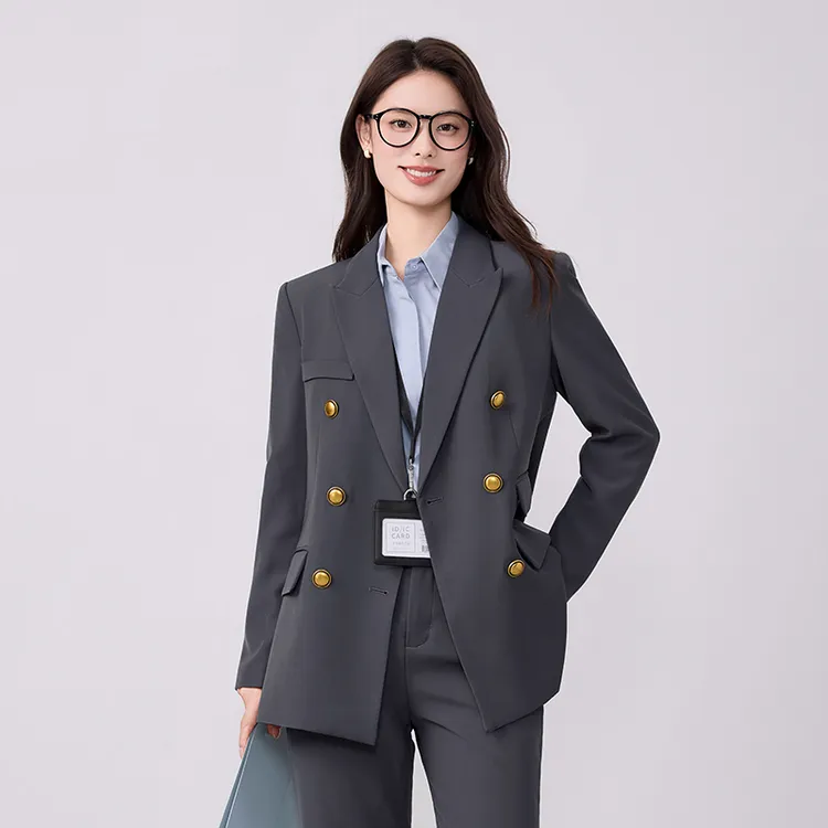 2025春秋女高端灰色西装套装女神范白领通勤面试气质职业装工作服