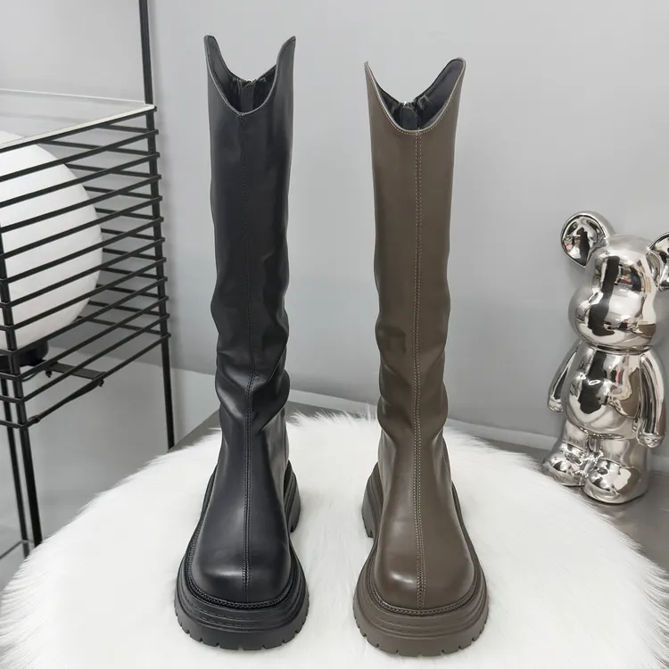 巨轻便~增高6cm小个子不过膝长靴女2025新款秋冬加绒靴子长筒靴